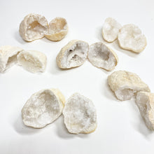 Load image into Gallery viewer, Clear Quartz with Calcite Geode (Pair) - Small
