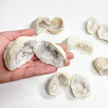 Load image into Gallery viewer, Clear Quartz with Calcite Geode (Pair) - Small
